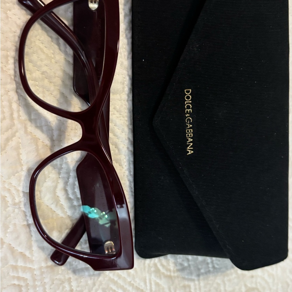 Dolce & Gabbana Burgandy Rectangular Glasses